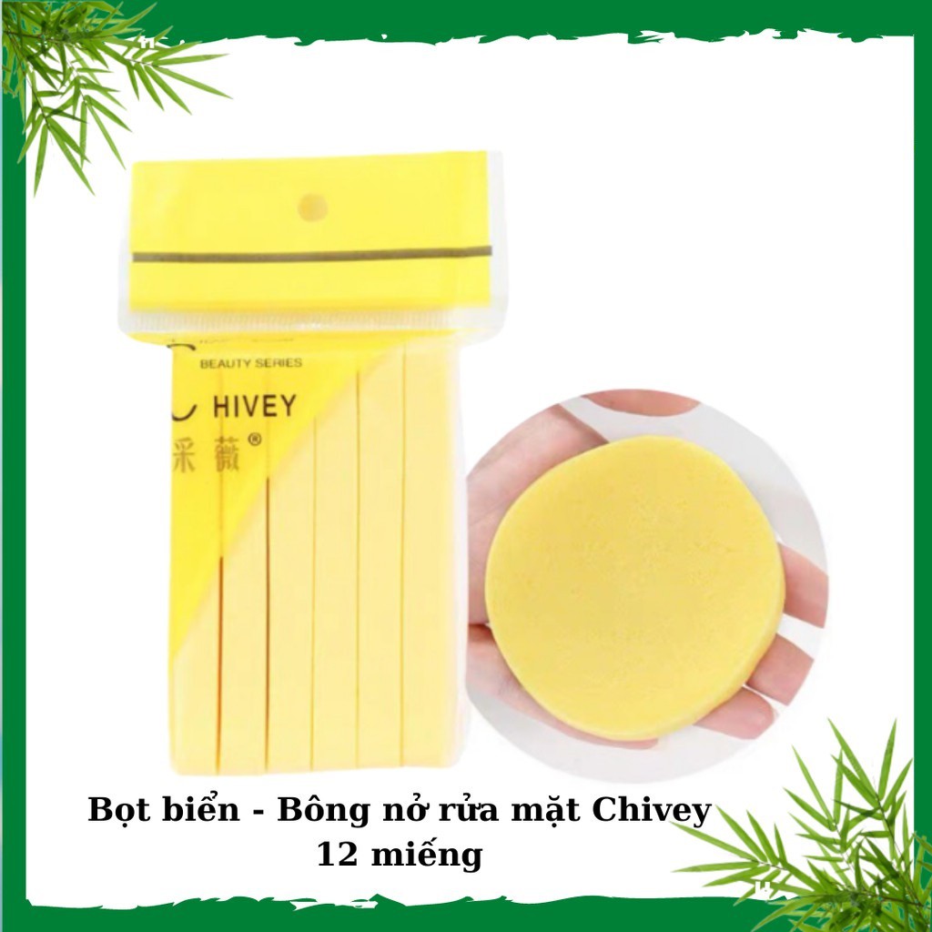 Mút Bọt Biển - Bông Nở Rửa Mặt 12 Miếng Chivey Nhật Bản 💖 FREESHIP 💖 Mềm Mại Sạch Sâu 💖