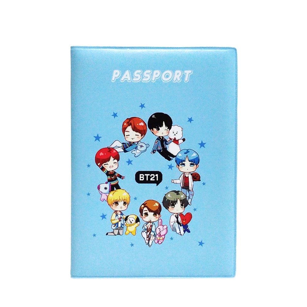 Vỏ bọc hộ chiếu du lịch in hình BTS dễ thương