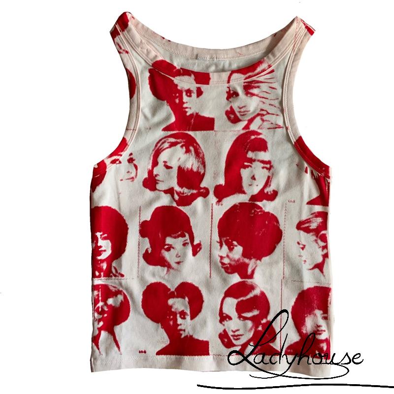 Áo Thun Crop Top Dáng Ôm In Họa Tiết Phong Cách Harajuku Cổ Điển Thời Trang Mùa Hè 90s Y2K