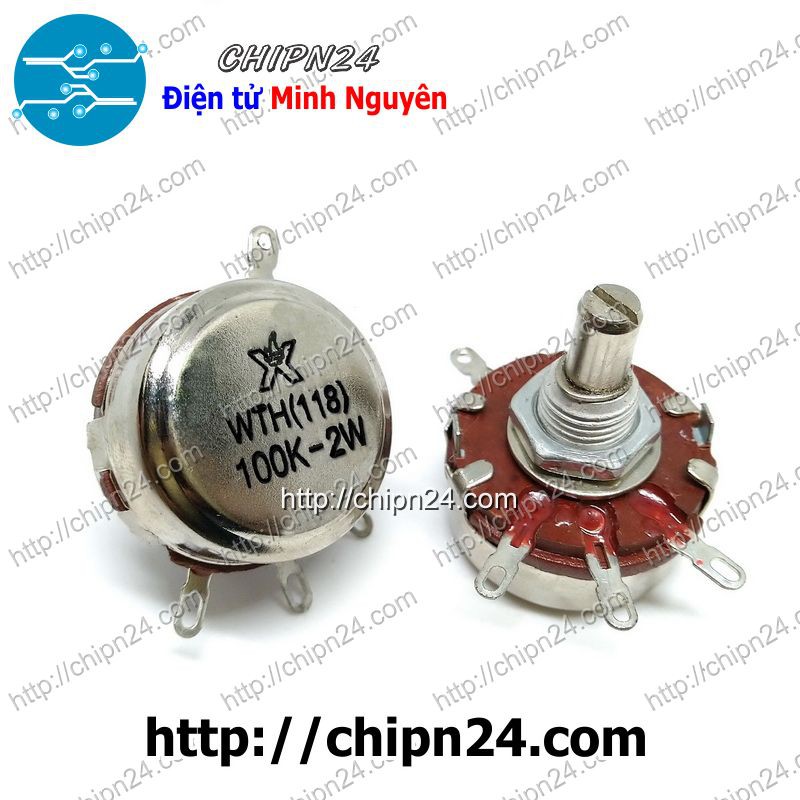 [1 CÁI] (F42) Biến trở 2W WTH118 Nâu 100K (WTH(118)-2W, Biến trở công nghiệp, Biến trở công suất)