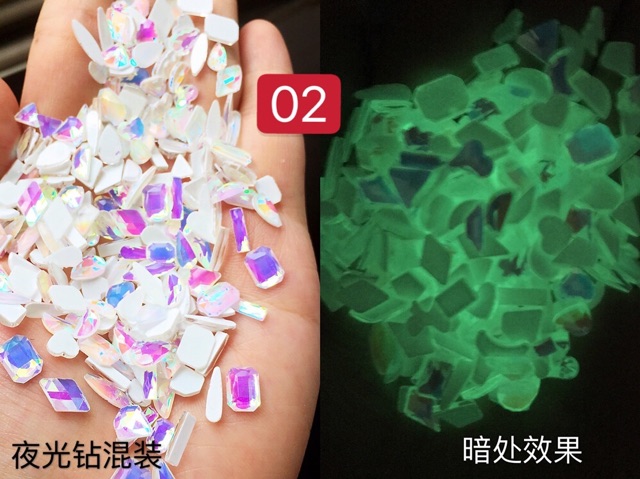 Đá phụ kiện chân bằng gắn móng tay nail mix hình mẫu trứng cút dạ quang ab 1 gói 100 cái