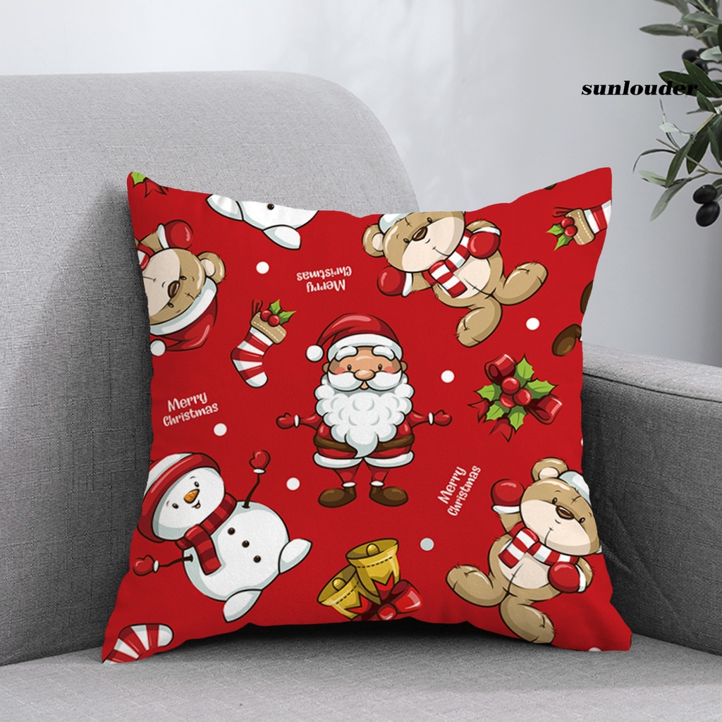 Vỏ Gối Ẩn Thoáng Khí Có Khóa Kéo Hình Ông Già Noel Trang Trí Nhà Cửa Khách Sạn Sử Dụng Hàng Ngày