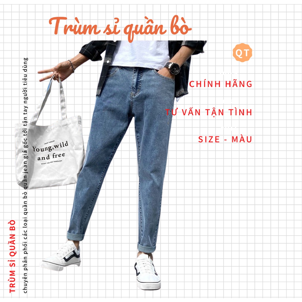 Quần jean bò baggy nam nữ ống suông rộng Unisex hàng Quảng Châu phong cách Hàn Quốc sành điệu style năm 2021 TS10 | BigBuy360 - bigbuy360.vn