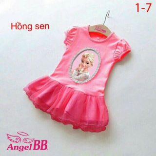 Đầm bé gái công chúa elsa hồng