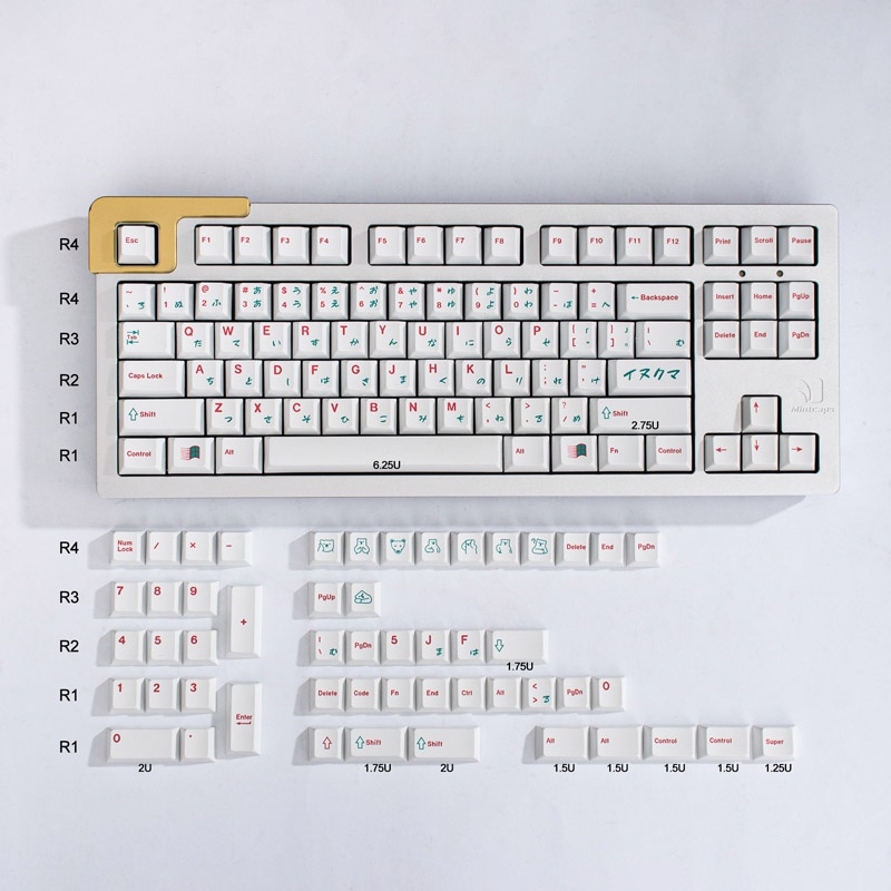 Bàn Phím 139 Phím PBT In Hình Gấu Trắng Phong Cách Nhật Bản Cho Bàn Phím Cơ 61 / 64 / 68 / 75 / 84