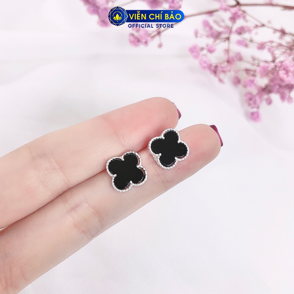 Bông tai bạc nữ cỏ bốn lá may mắn khuyên tai nữ bạc 925 thời trang phụ kiện trang sức nữ Viễn Chí Bảo B400206