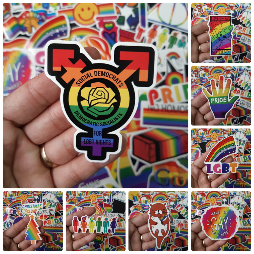 Bộ Sticker dán cao cấp chủ đề CẦU VỒNG LGBT - Dùng dán Xe, dán mũ bảo hiểm, dán Laptop...