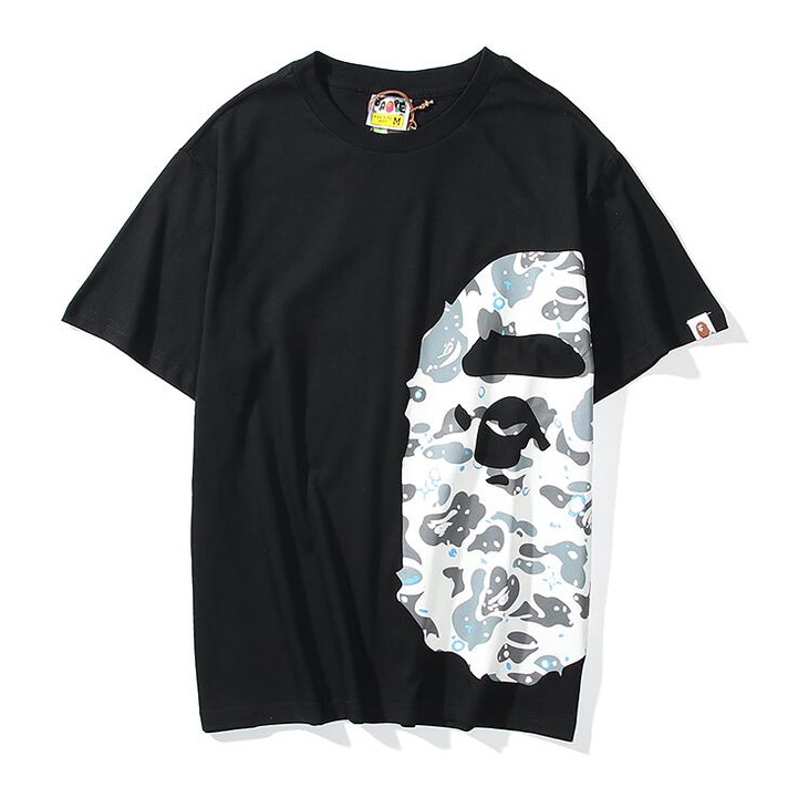 Áo thun cotton tay ngắn in hình BAPE phong cách thời trang