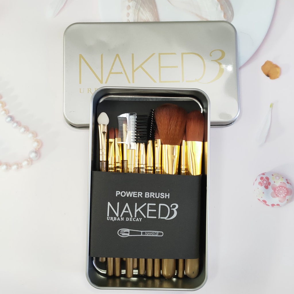 Bộ Cọ Trang Điểm 12 Cây Naked 3 Kèm Hộp Full Box, Đầu Lông Mềm Mại, Đàn Hồi, Giúp Bạn Thoải Mái