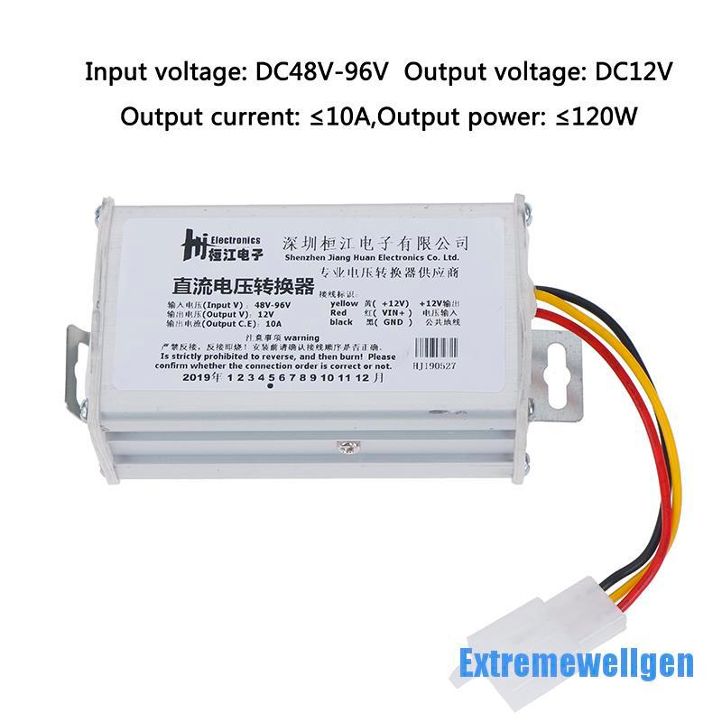 DC Bộ Chuyển Đổi Nguồn Điện Từ 48v-96v Sang 12v-10a 120w Cho Xe Hơi, Ô Tô