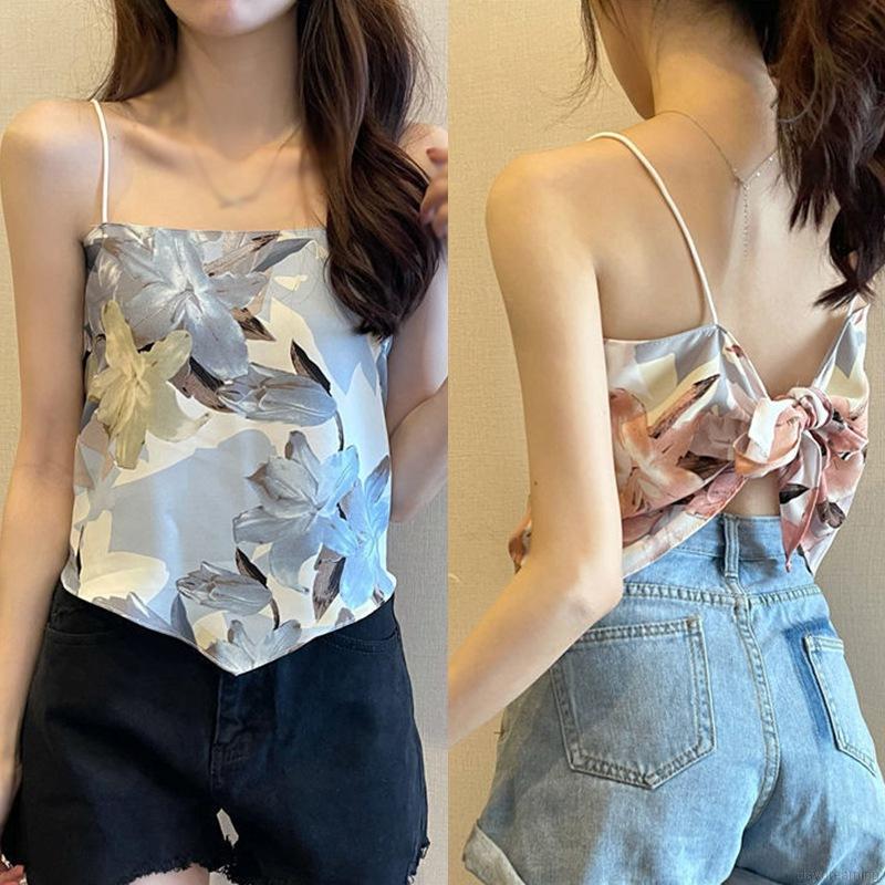 Áo yếm bằng vải voan và lụa tơ tằm in hình thời trang mùa hè cho nữ