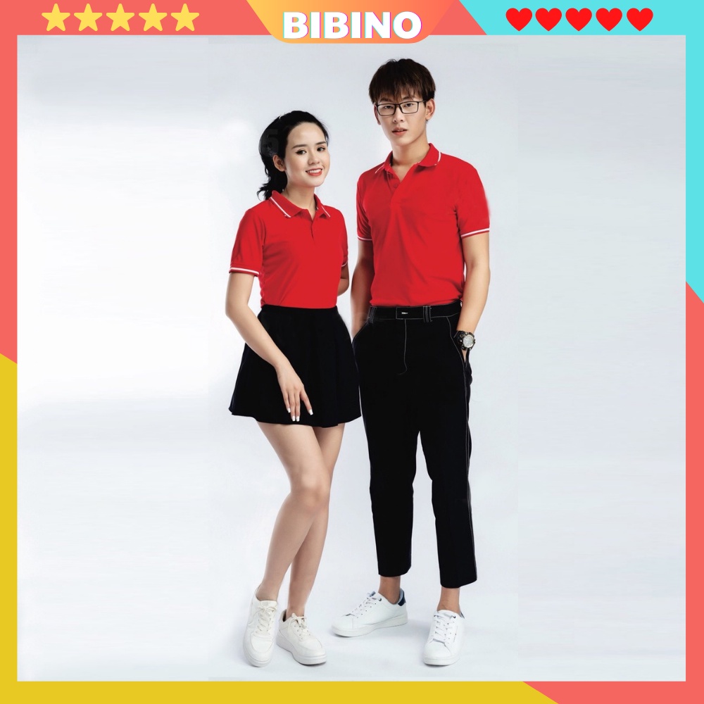 Áo polo nam nữ unisex vải mè cá sấu thoáng mát BIBINO Áo phông có cổ nam nữ basic thấm hút mồ hôi