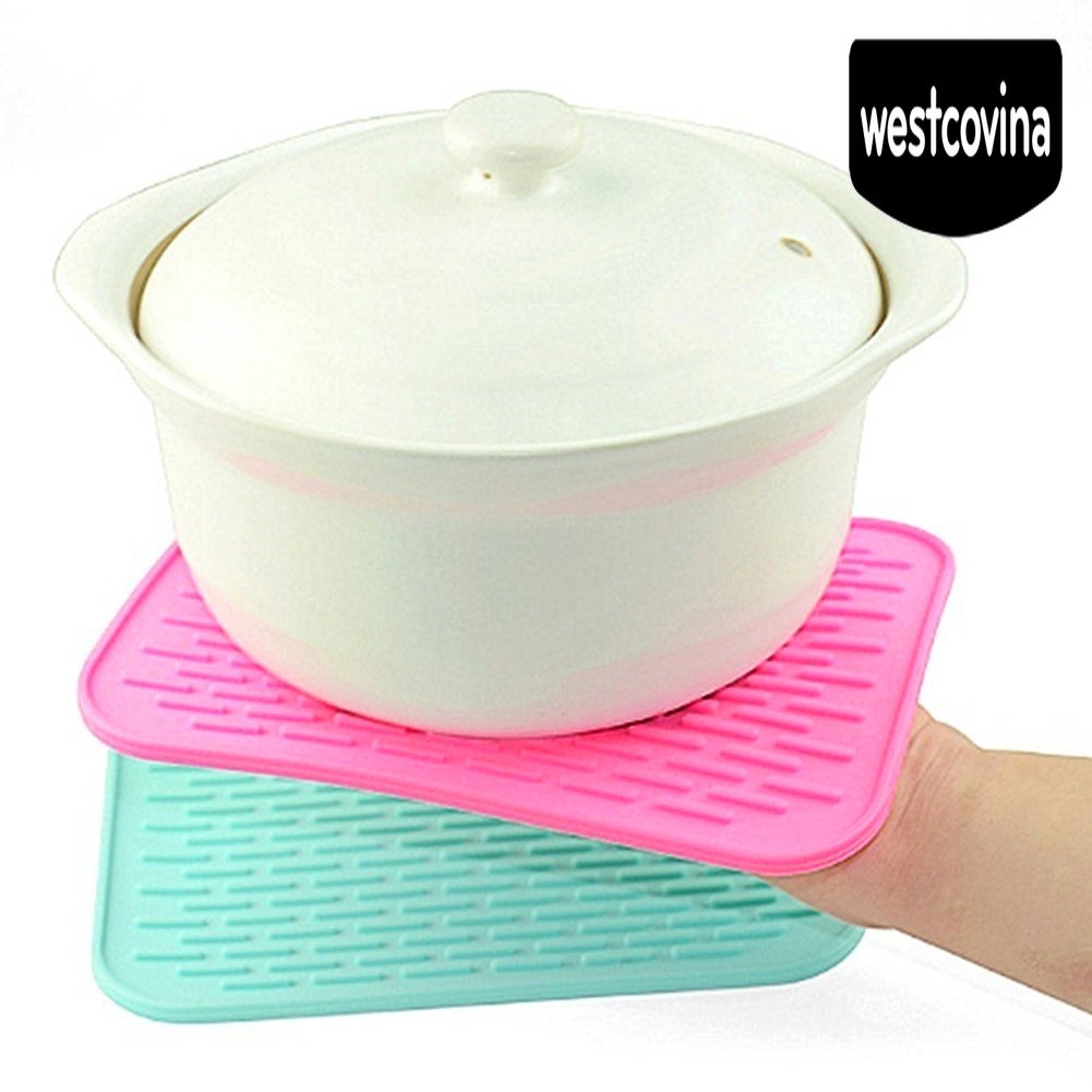 [Hot]☀ Tấm Lót Nồi Bằng Silicon Cách Nhiệt Chống Trượt Hình Vuông Màu Sắc Tươi Sáng