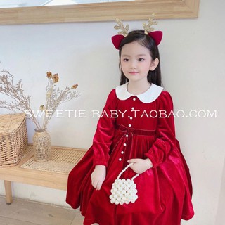 Váy nhung cổ sen siêu cute 10-22kg