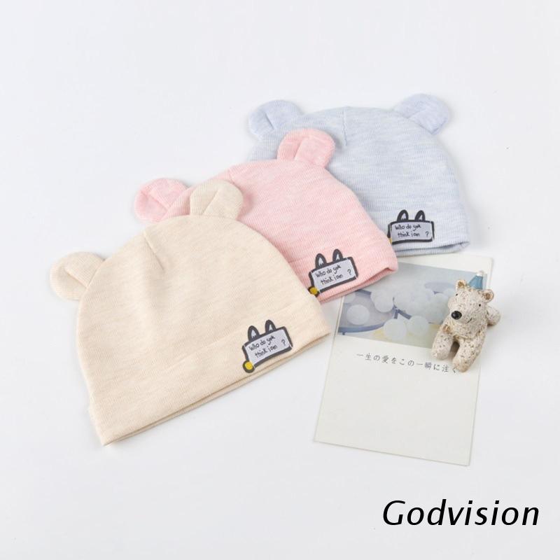 Mũ Cotton Trùm Đầu Đính Tai Gấu Thoáng Khí Cho Bé