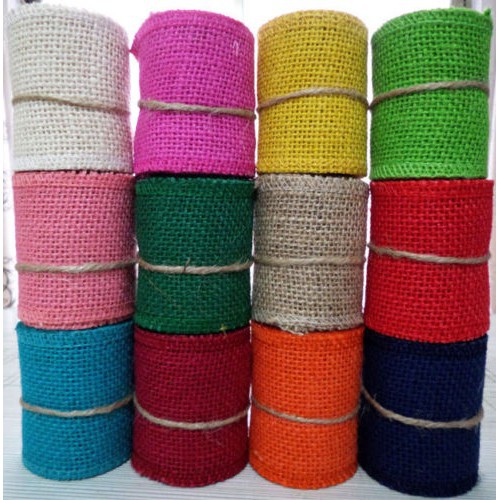 Cuộn dây ruy băng vải đay nhiều màu