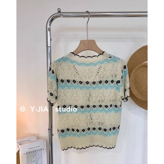 áo len dệt kim hoạ tiết trám phối màu (N338#)