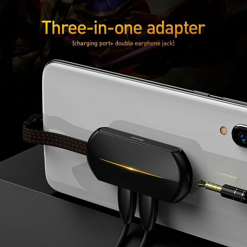 Jack chia tai nghe 18W Baseus L47 Lightning 1 thành 2 + Audio AUX3.5mm có míc chuyên dùng cho Game thủ trên iPhone/ iPad