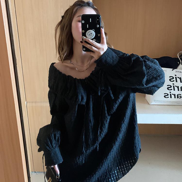 Áo Trễ Vai Dáng Rộng Cột Dây Thời Trang Xuân Hè Mới Cho Nữ