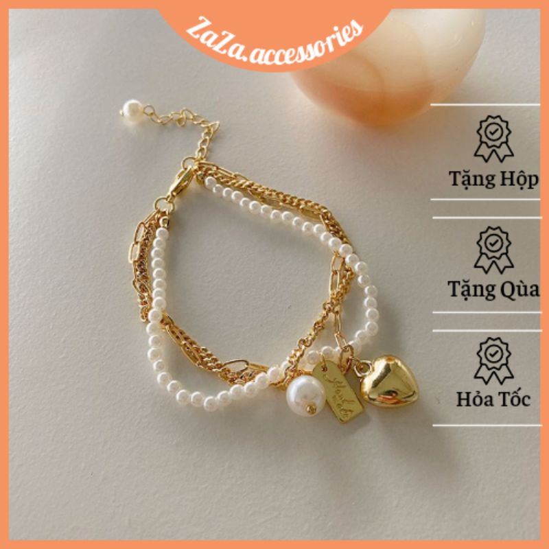 Vòng tay nữ titan - Lắc tay titan nữ trái tim nhiều lớp thời trang, cá tính ZaZa.accessories ZZ VT143