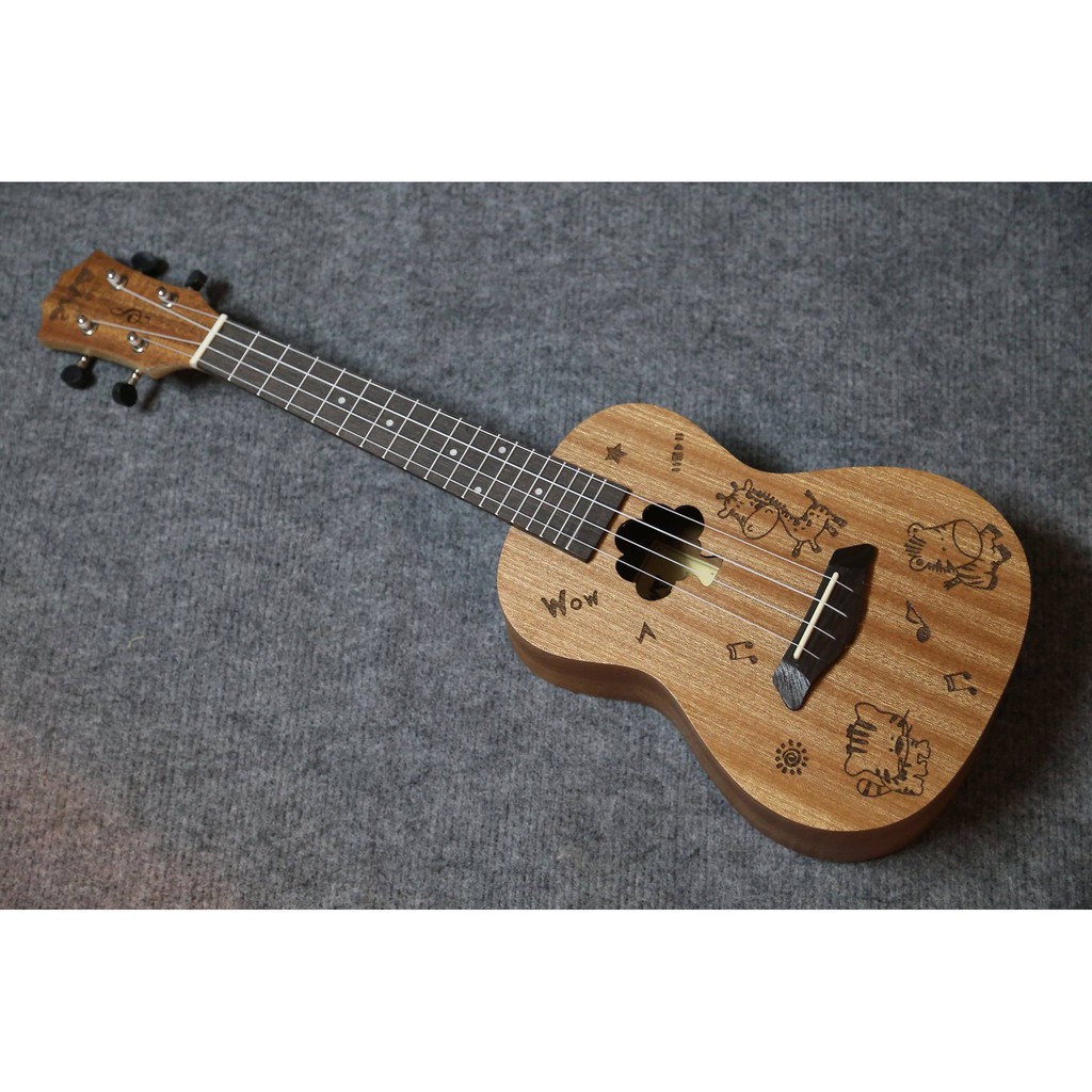 Đàn Ukulele Concert BWS Họa Tiết Mèo Kute (Tặng kèm full phụ kiện)