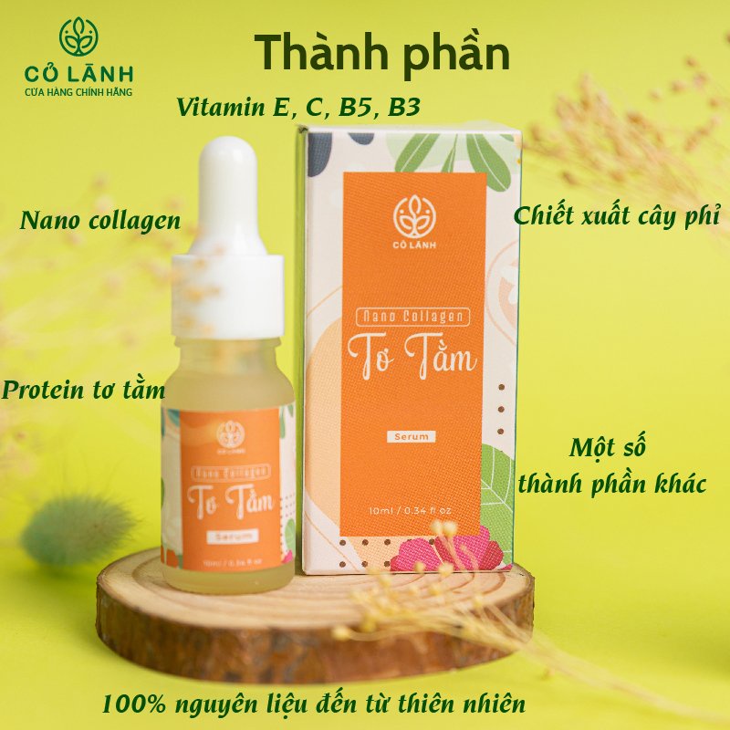 Serum Nano Collagen Tơ Tằm Cỏ Lành 10ml - làm mờ thâm n.ám, tăng sinh colllagen cho da