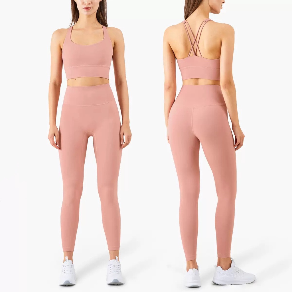 Set trang phục thể thao gồm áo lót nâng ngực và quần legging lưng cao dành cho tập yoga