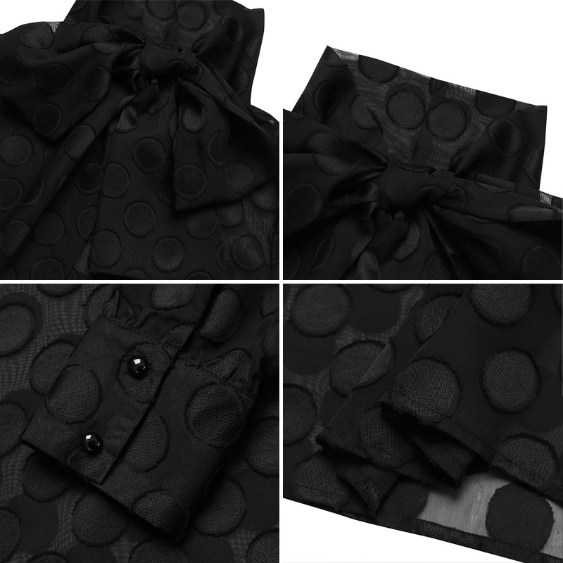 Áo sơ mi Zanzea chấm bi cổ thắt nơ tay dài thời trang dành cho nữ