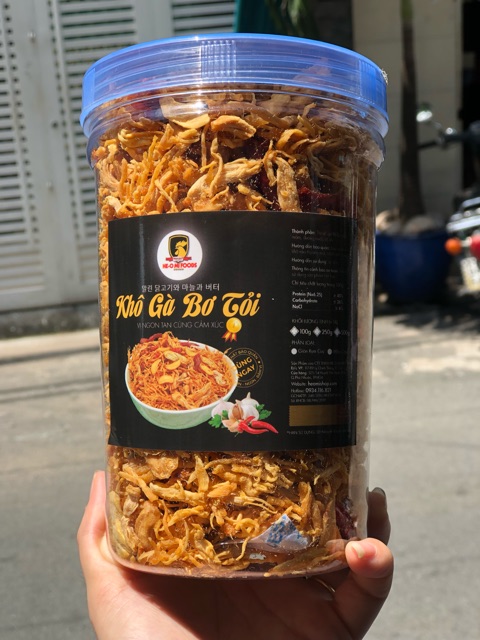 Hũ 500g KHÔ GÀ BƠ TỎI GIÒN CAY Loại 1 Ngon Hảo Hạng