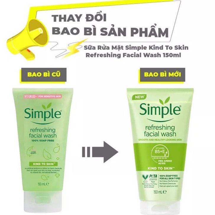 Gel Rửa Mặt Cho Da Nhạy Cảm Simple Refreshing 150ml