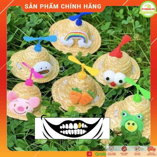 Nón chó mèo  FREESHIP  Mũ cối rơm chong chóng thú cưng 2 size