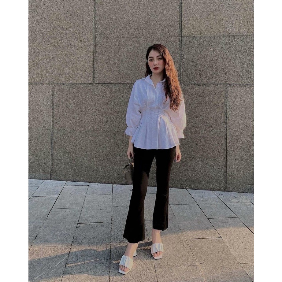Áo sơ mi thắt eo tôn dáng phong cách Hàn Quốc dành cho nữ | BigBuy360 - bigbuy360.vn