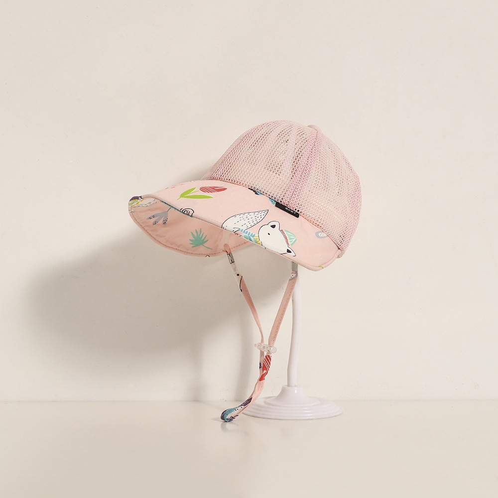 Mũ Lưỡi Trai Vành Rộng Phối Lưới Thoáng Khí In Họa Tiết Dễ Thương Cho Bé