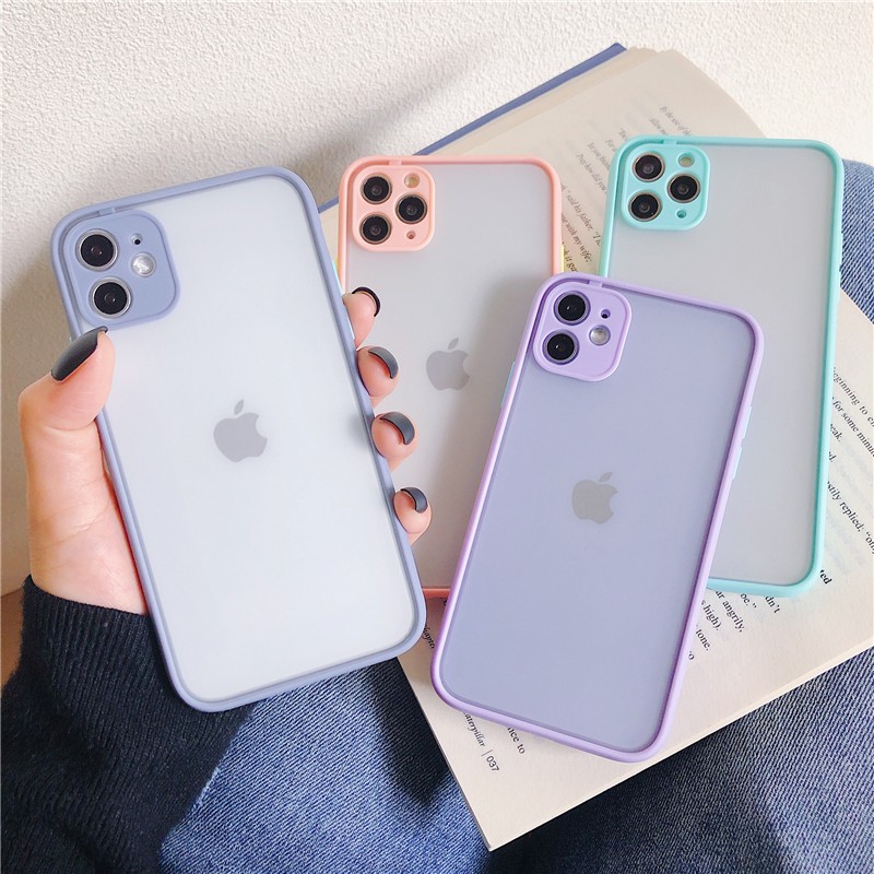 Ốp lưng iPhone 7 Plus /8 Plus/7/8/6/6 plus/6s/6s plusX/Xs/Xr/Xs Max/11/11 promax/12/12 promax nhám trơn viền màu pastel