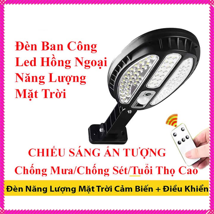 Đèn năng lượng mặt trời sân vườn có điều khiển 100 Cob led 3 chế độ sáng cảm biến chuyển động cảm biến ánh sáng