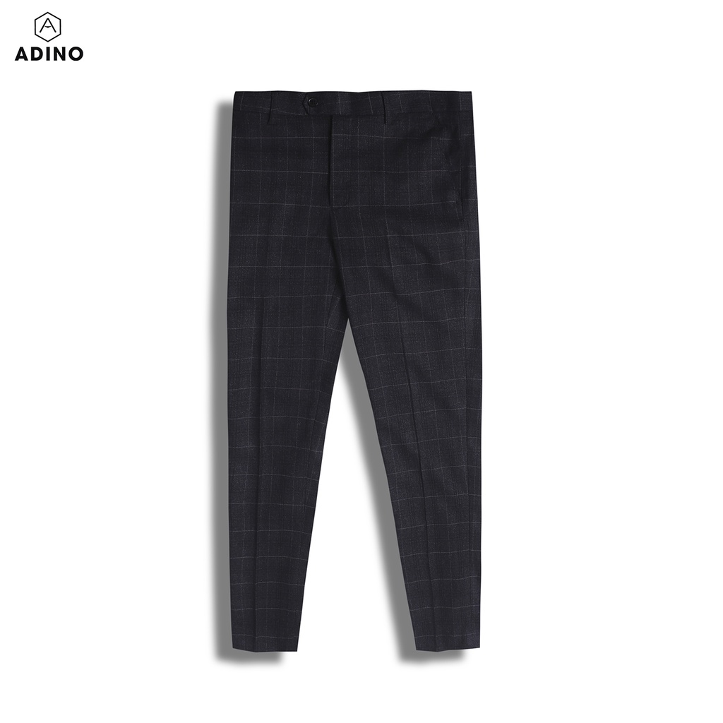 Quần tây nam hàn quốc màu nâu kẻ ô ADINO vải cotton dày không bai không xù dáng slimfit công sở ống đứng hơi côn QA95