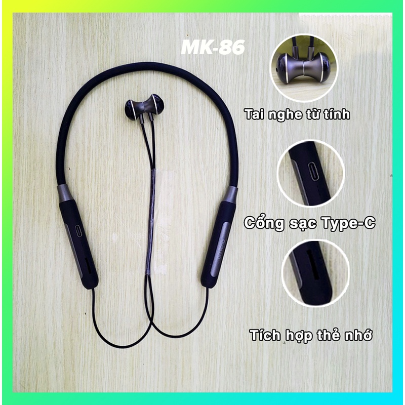 Tai nghe Thể Thao Bluetooth Mk-86 với chiếc bass cực căng và thiết kế chắc chắn linh hoạt năng động