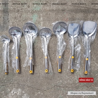 Bộ Muôi Inox Cao Cấp Cán Vàng Nhiều Kích Thước( Muôi Thủng - Muôi Canh - Xẻng Xào) NB53