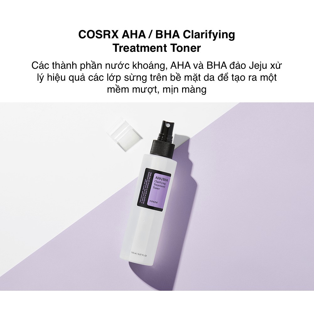 Nước hoa hồng Giảm Mụn Và Cân Bằng Da COSRX AHA/BHA CLARIFYING TREATMENT TONER 150ml