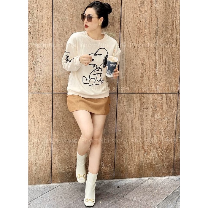 ÁO NỈ CHUI ĐẦU MÀU BE SNOOPY | BigBuy360 - bigbuy360.vn