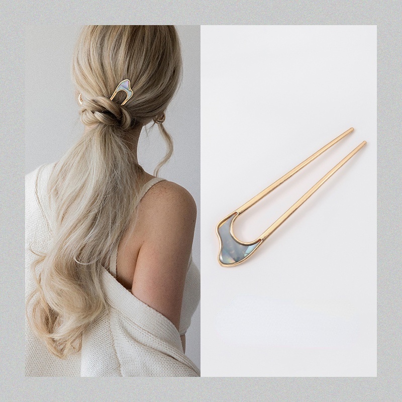 Kẹp tóc kim loại hình chữ U đơn giản thời trang