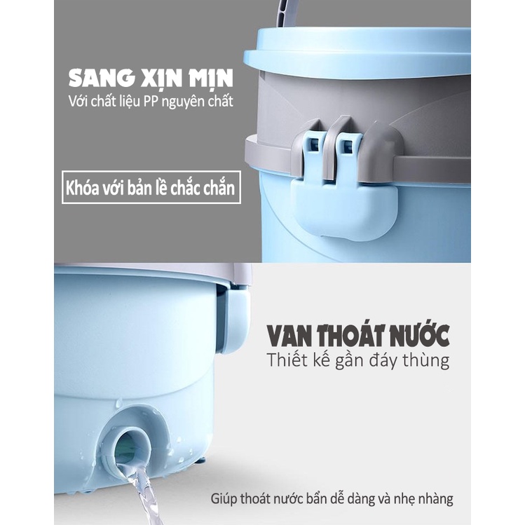 Cây lau nhà tự vắt thông minh 360 độ MINMOP M20 VIETLAND, Bộ lau sàn nhà lồng vắt inox 304 nhỏ gọn cao cấp