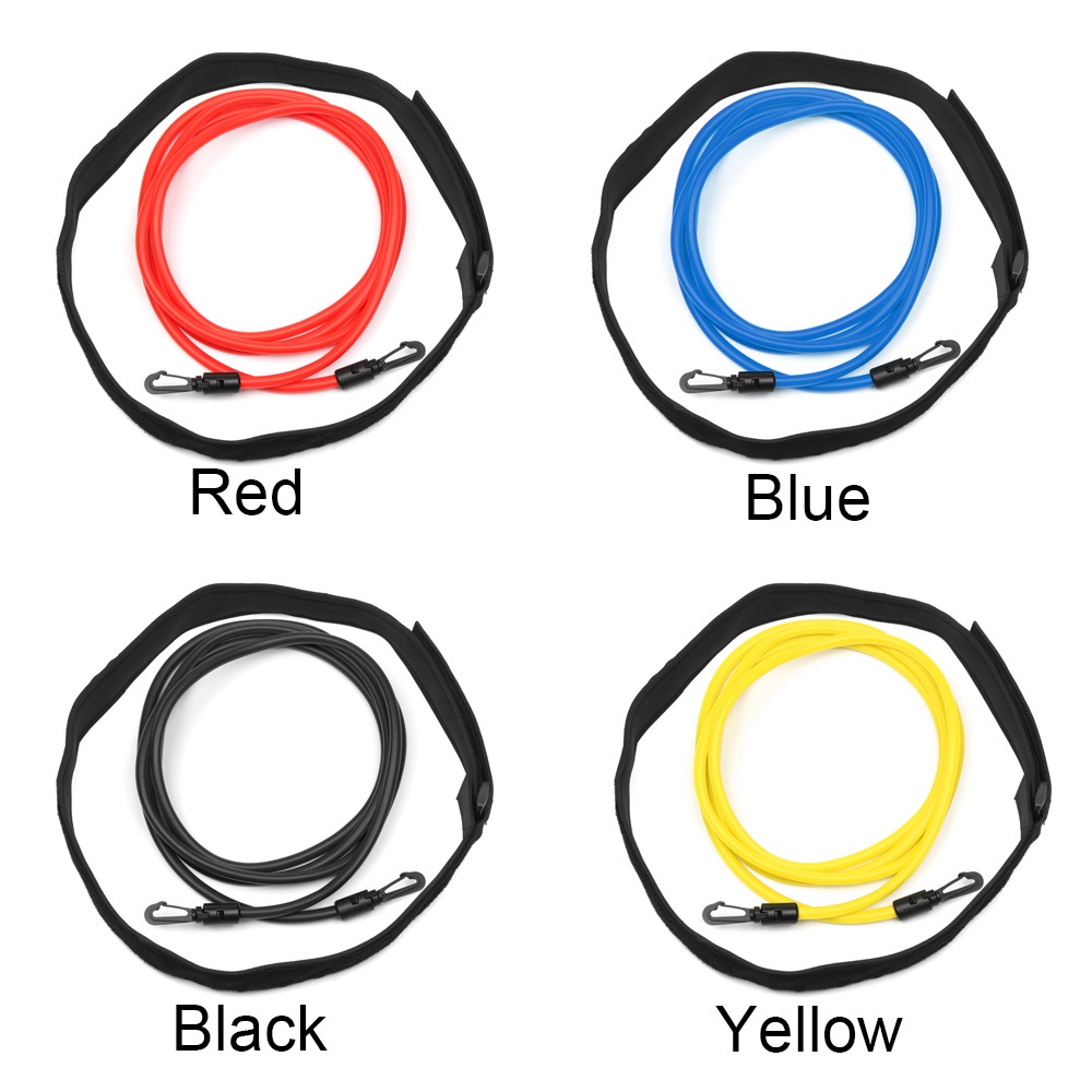 BEAUTY 2/3/4meters 9 Styles Swim Training Water Sports Swimming Exerciser Resistance Elastic Belt Pool Accessories Adjustable High Quality Latex Tubes Safety Rope/Multicolor