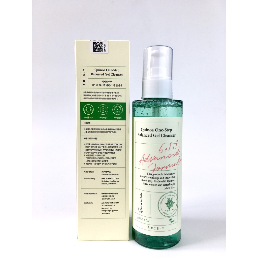 Sữa rửa mặt làm sạch và cấp ẩm Axis-Y Quinoa One Step Balanced Gel Cleanser 180ml