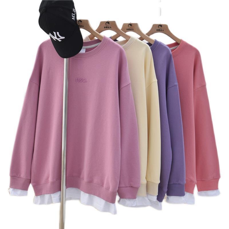 Áo Sweater Dáng Rộng Dài Giả Giả Nhiều Lớp Thiết Kế Đơn Giản Cho Nữ