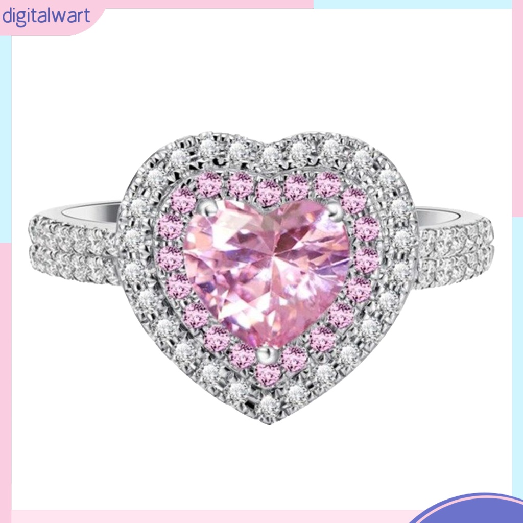 Nhẫn Mạ Bạch Kim Hình Trái Tim Đính Đá Xinh Xắn Cho Nữ