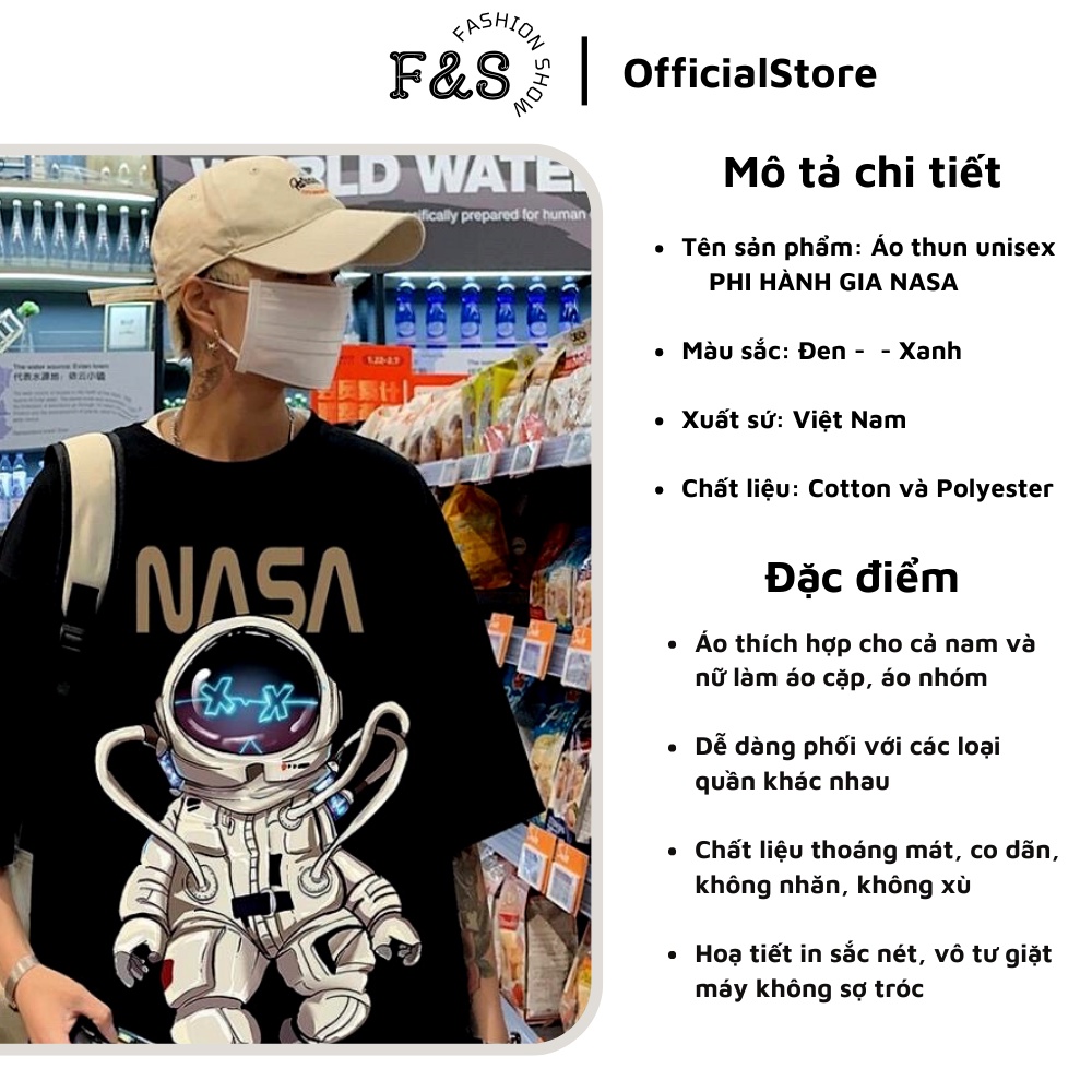 Áo thun tay lỡ unisex form rộng  PHI HÀNH GIA NASA- Áo phông F&S nam nữ, cặp đôi phong cách hàn quốc