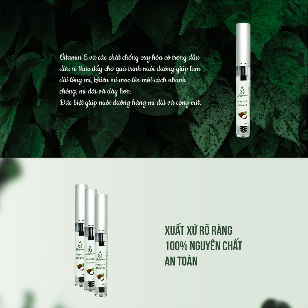 Mascara Dưỡng Mi Giữ Ẩm, Dài Mi 100% dầu dừa nguyên chất - Chai 5ml