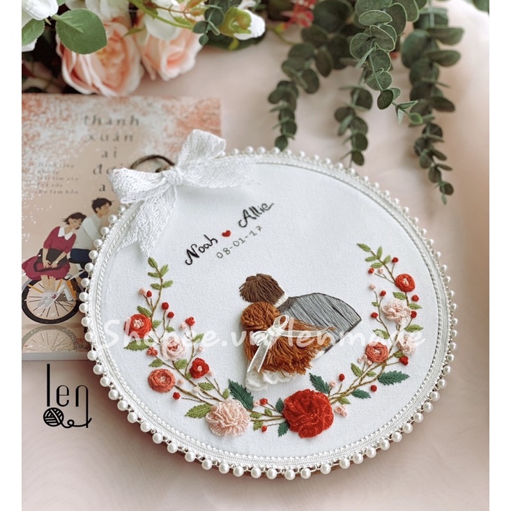 DIY bộ KIT thêu tay kỉ niệm TÌNH YÊU tự làm quà tặng valentine handmade decor trang trí nhà bàn tiệc Lenmade đám cưới