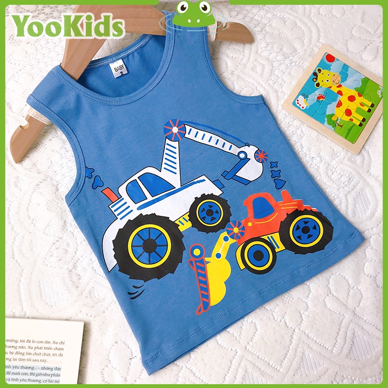 Sỉ Áo Ba Lỗ Bé Trai YOOKIDS Chất Cotton In HÌnh Oto Máy Xúc